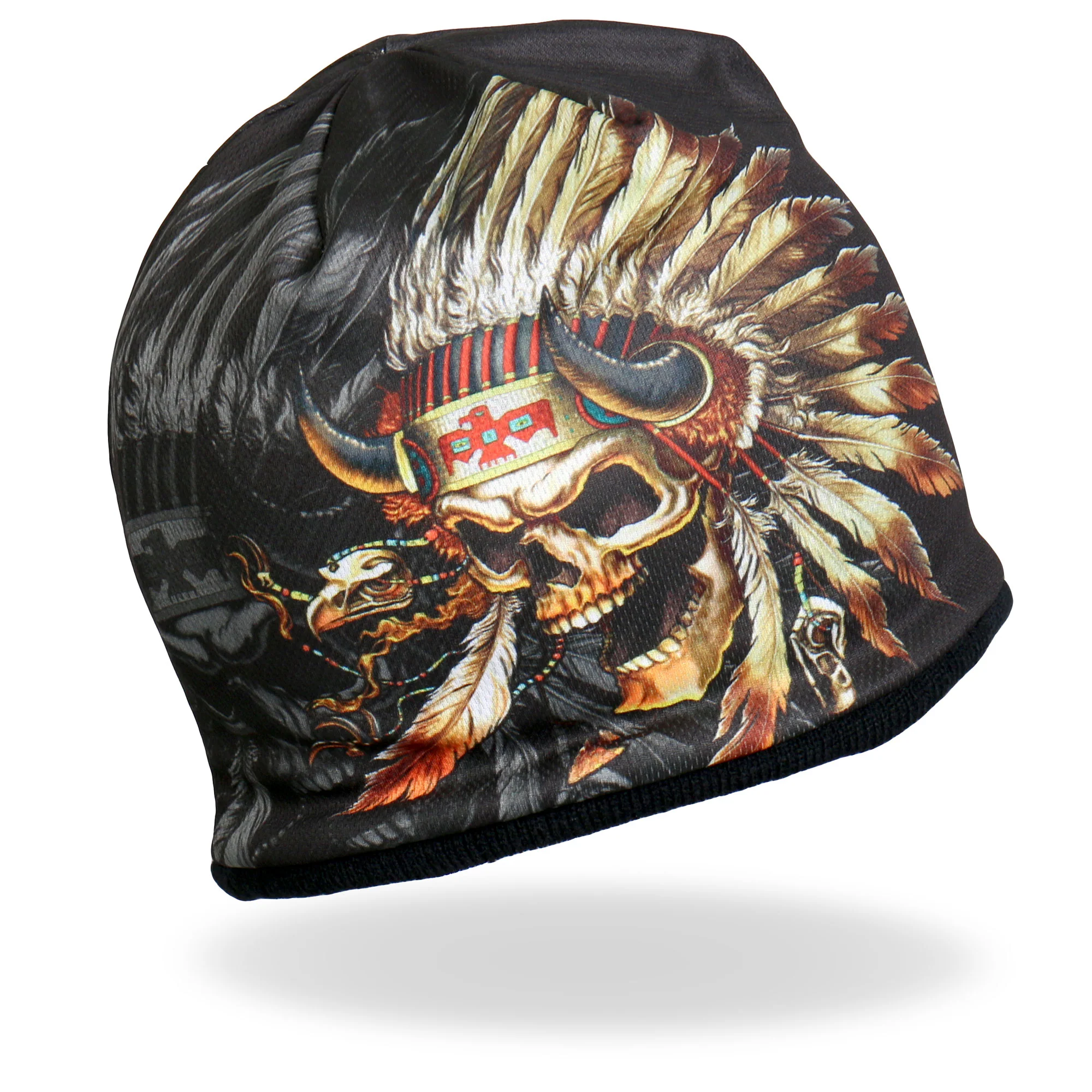 Classic Hot Leathers KHC1024 Sublimated Indian Skull Beanie Environmentally Friendly