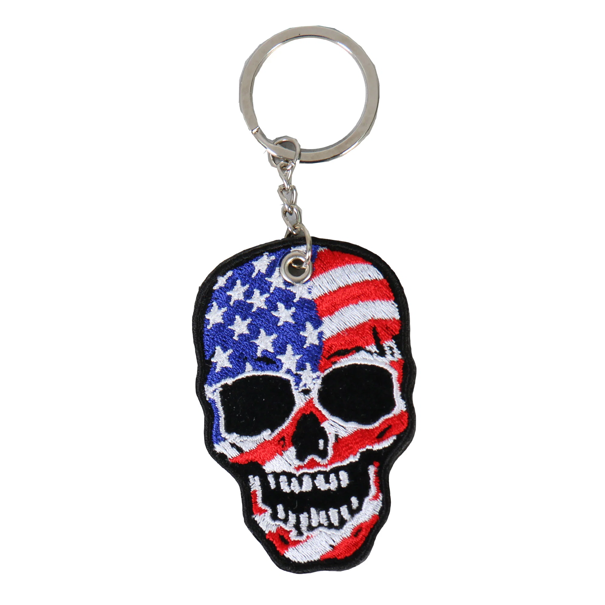 Breathable Hot Leathers KCH1013 American Flag Skull Embroidered Key Chain Original