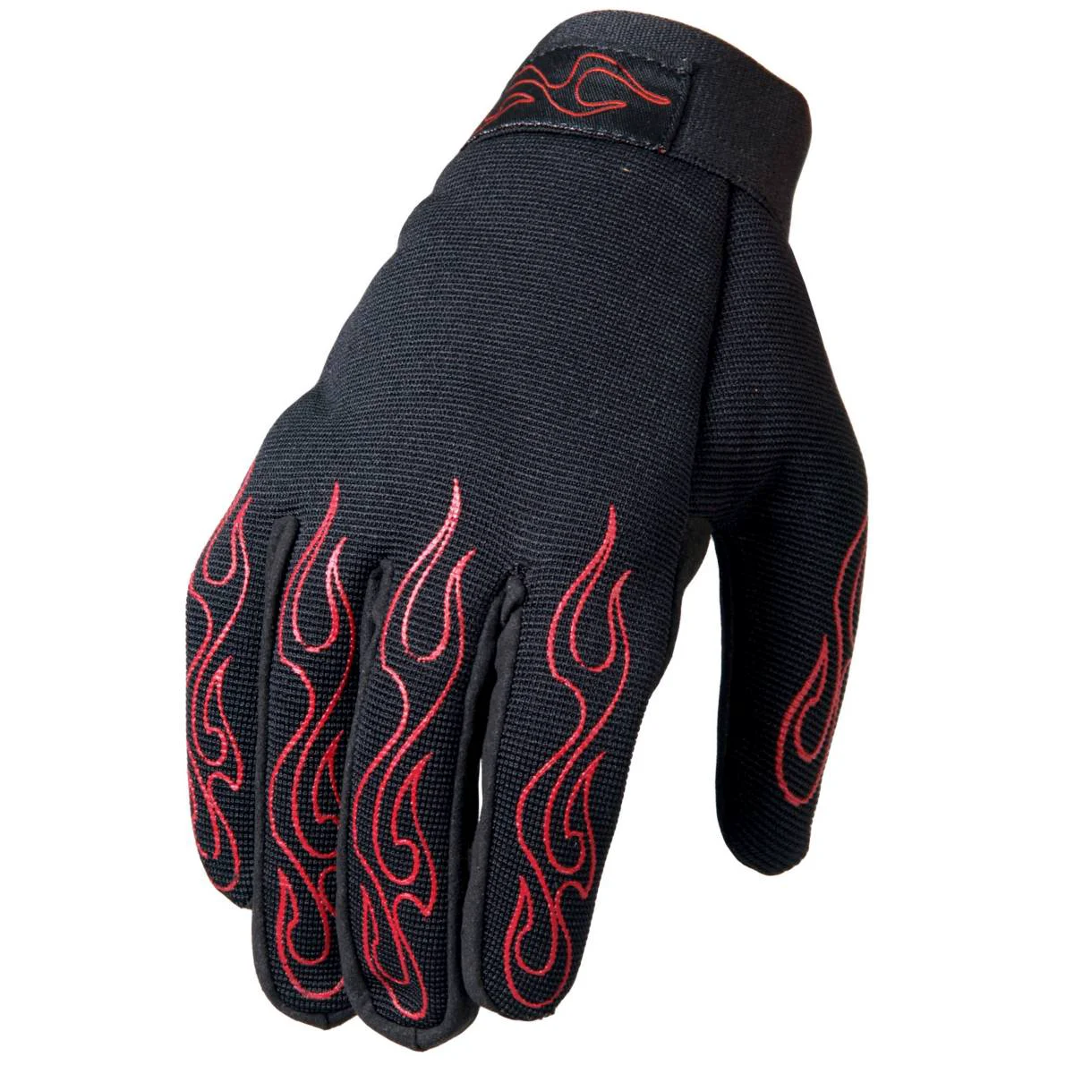 Casual Hot Leathers GVM2002 Uni-Sex Black 'Red Flames' Textile Mechanic Gloves Certified