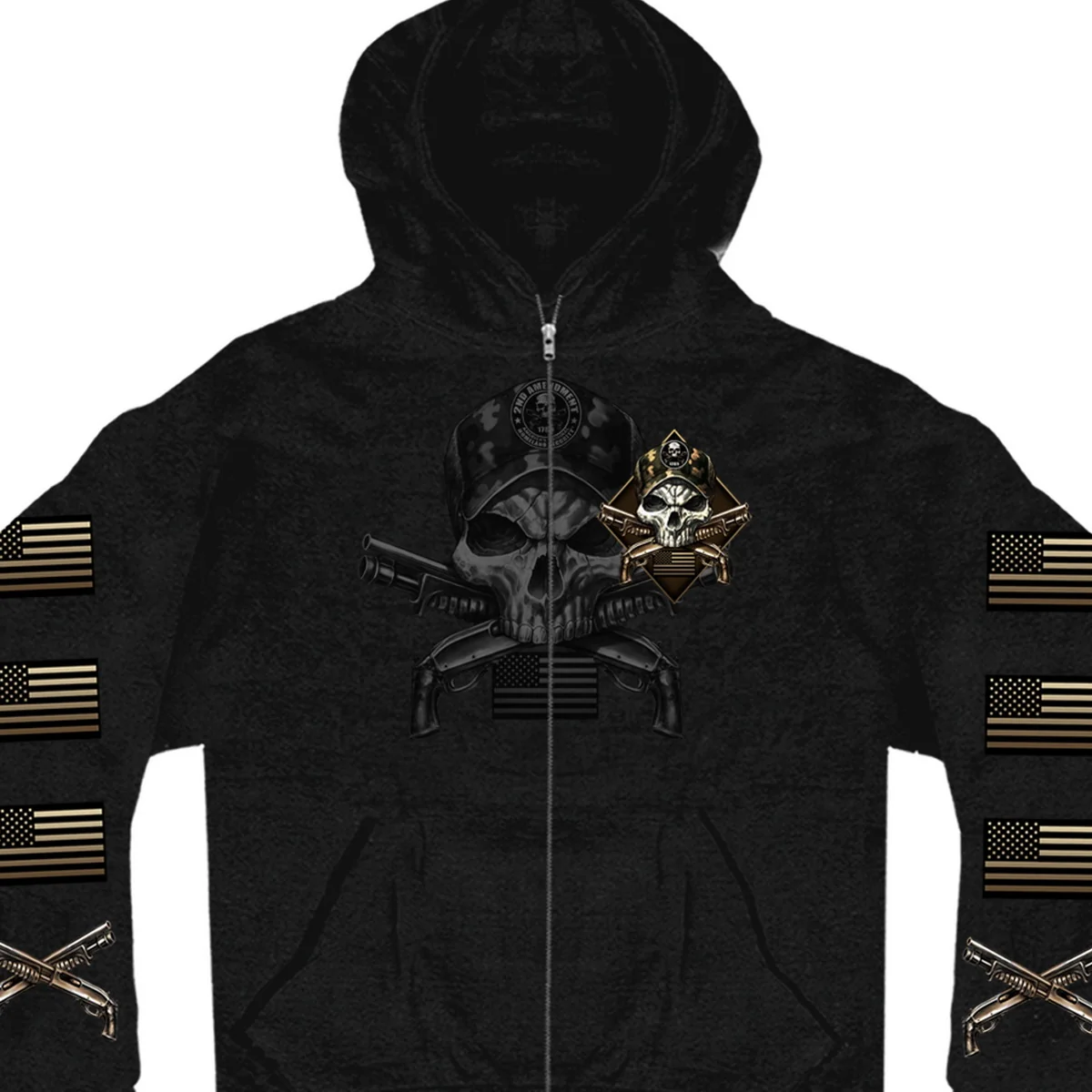 Easy-to-Use Hot Leathers GMZ4415 Men s Camo Skull Black Hoodie with Zipper Closure Versatile
