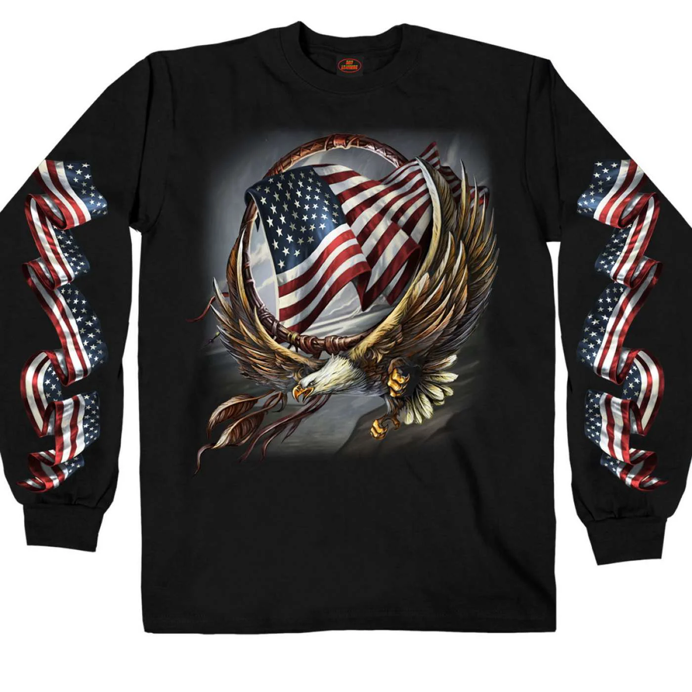 Advanced Hot Leathers GMS2427 Men s Hoop Eagle Long Sleeve Black T-Shirt Verified
