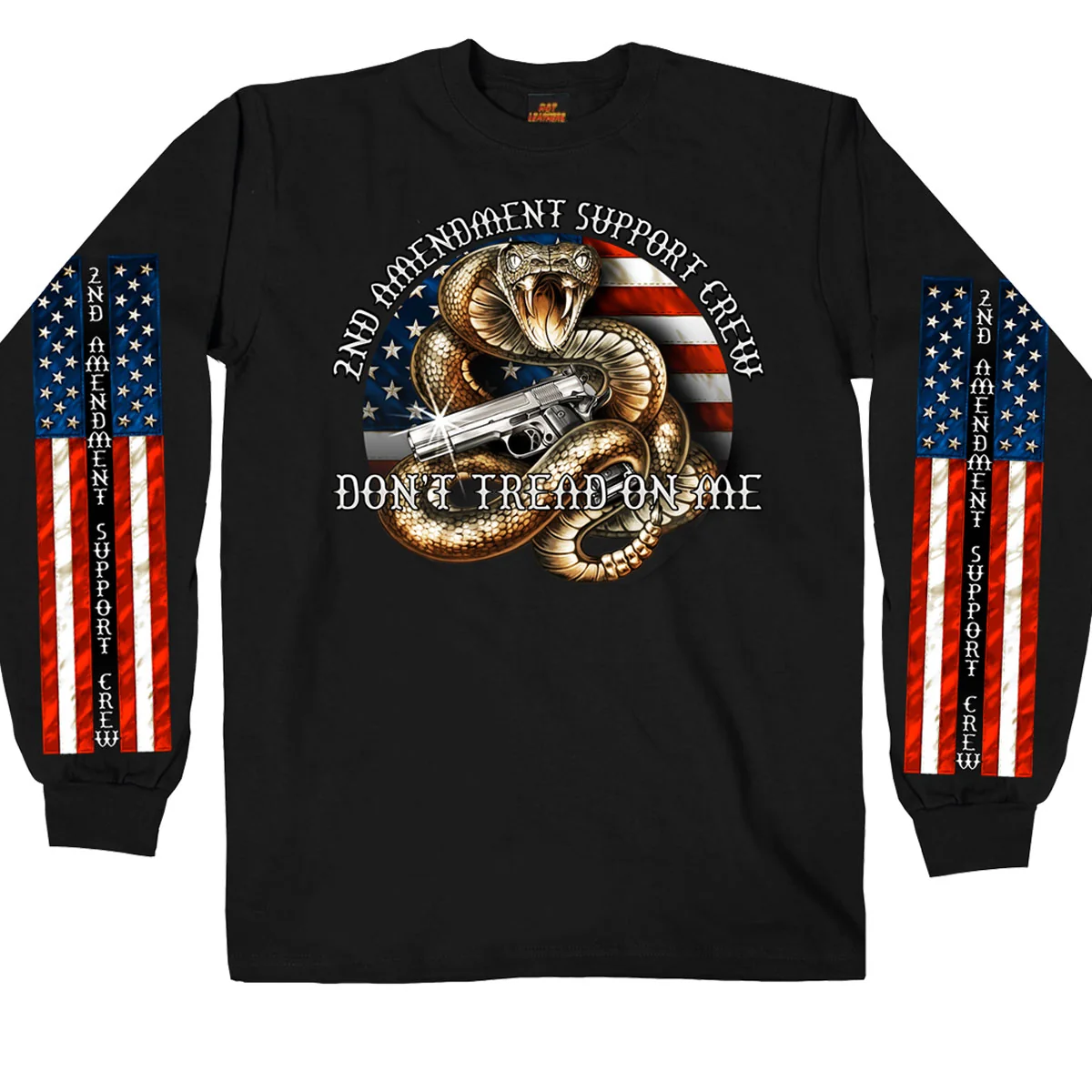 Refined Hot Leathers GMS2371 Men s 2nd Amendment' Long Sleeve Black Shirt Elegant