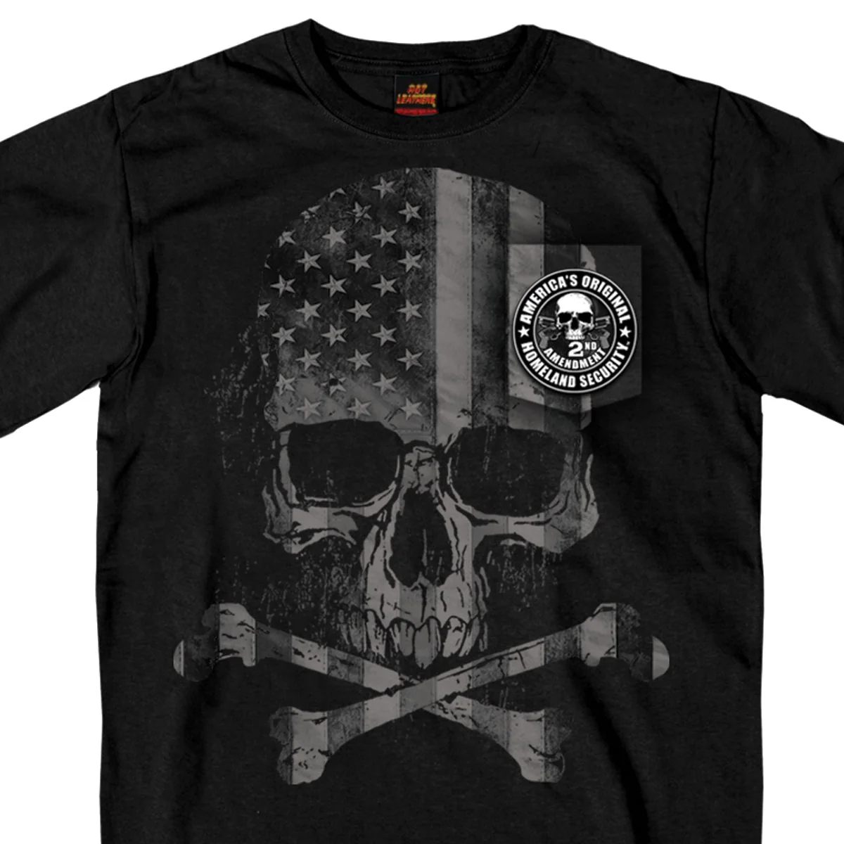Reusable Hot Leathers GMP1388 Men s Patriotic Skull Pocket Black T-Shirt Superior