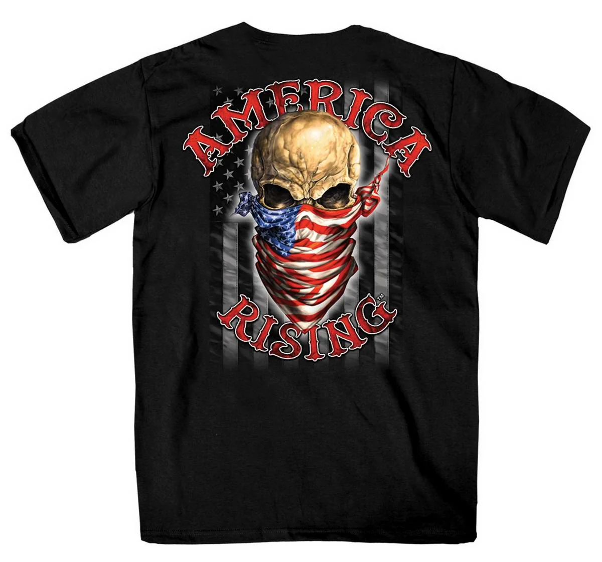 Minimalist Hot Leathers GMD1364 Mens 'Skull Bandanna - America Rising' Black T-Shirt Efficient