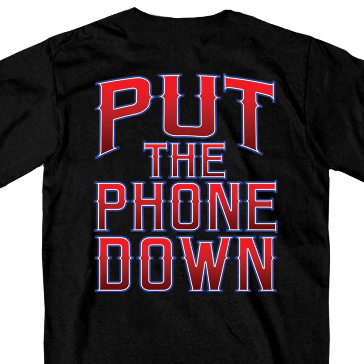 Smart Hot Leathers GMD1346 'Put Down The Phone' Mens Black T-Shirt Convenient
