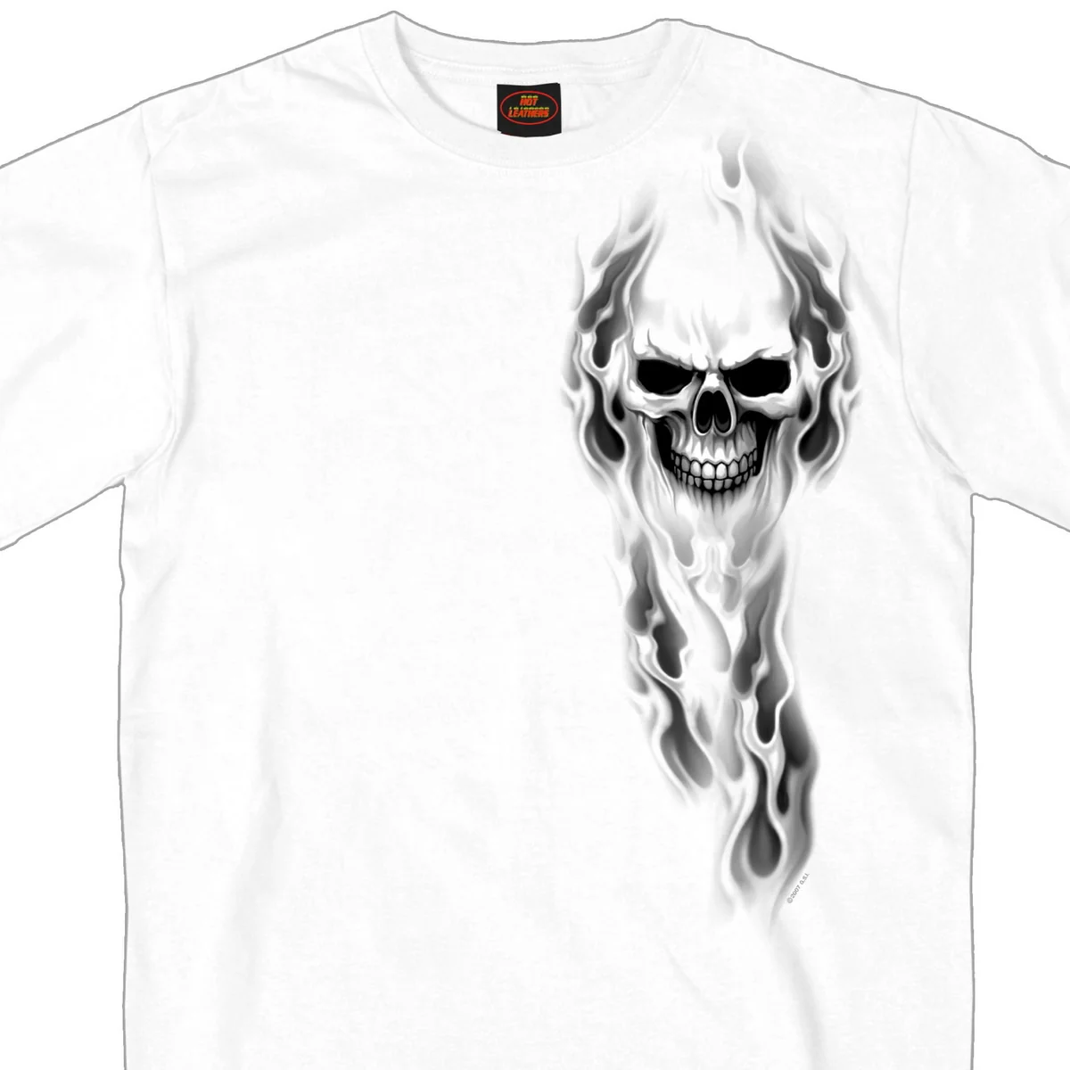 Elite Hot Leathers GMD1080 Men's 'Ghost' Skull Double Sided White Printed T-Shirt Exclusive