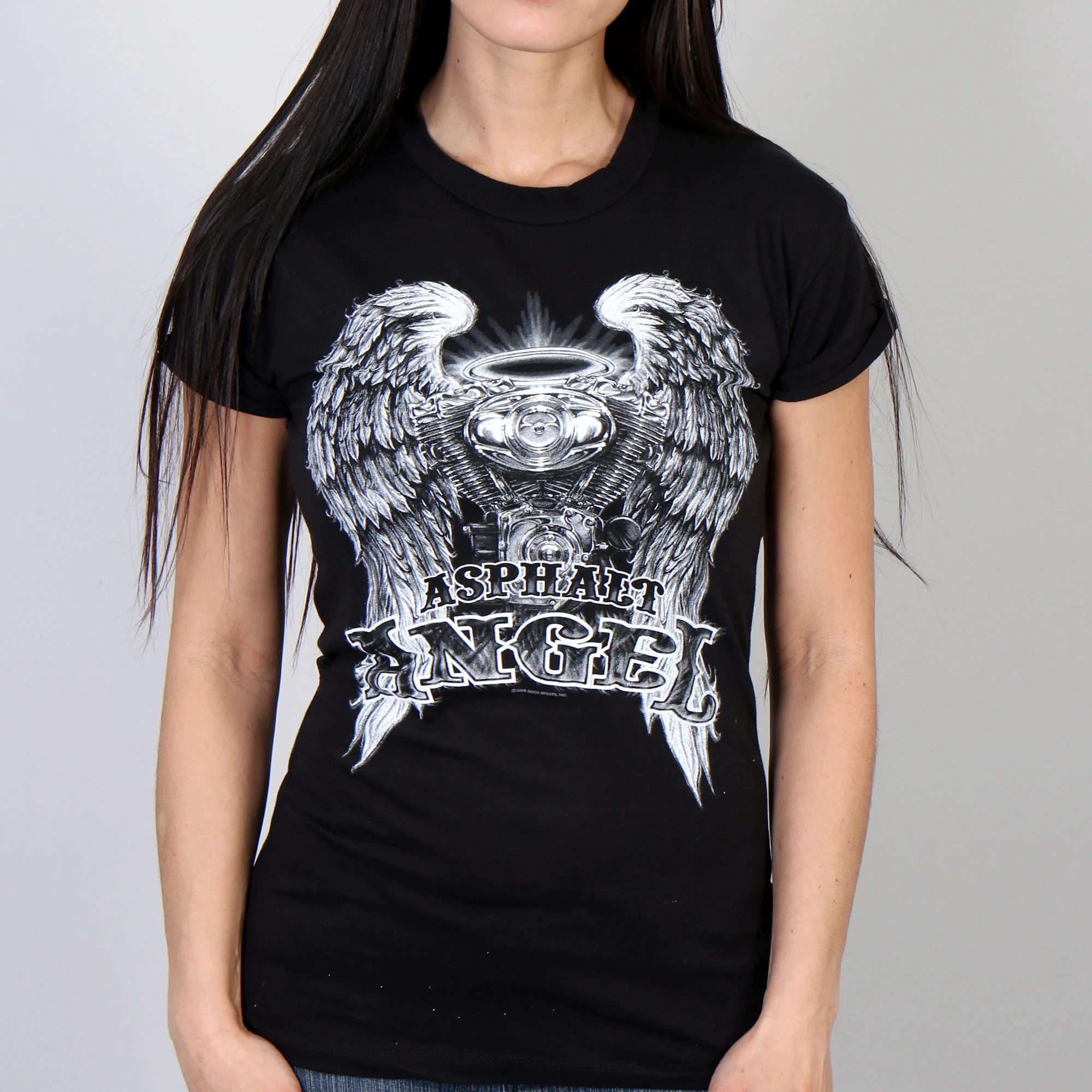 Original Design Hot Leathers GLD1366 'Slit Back Asphalt Angel' Ladies Black T-Shirt Responsible