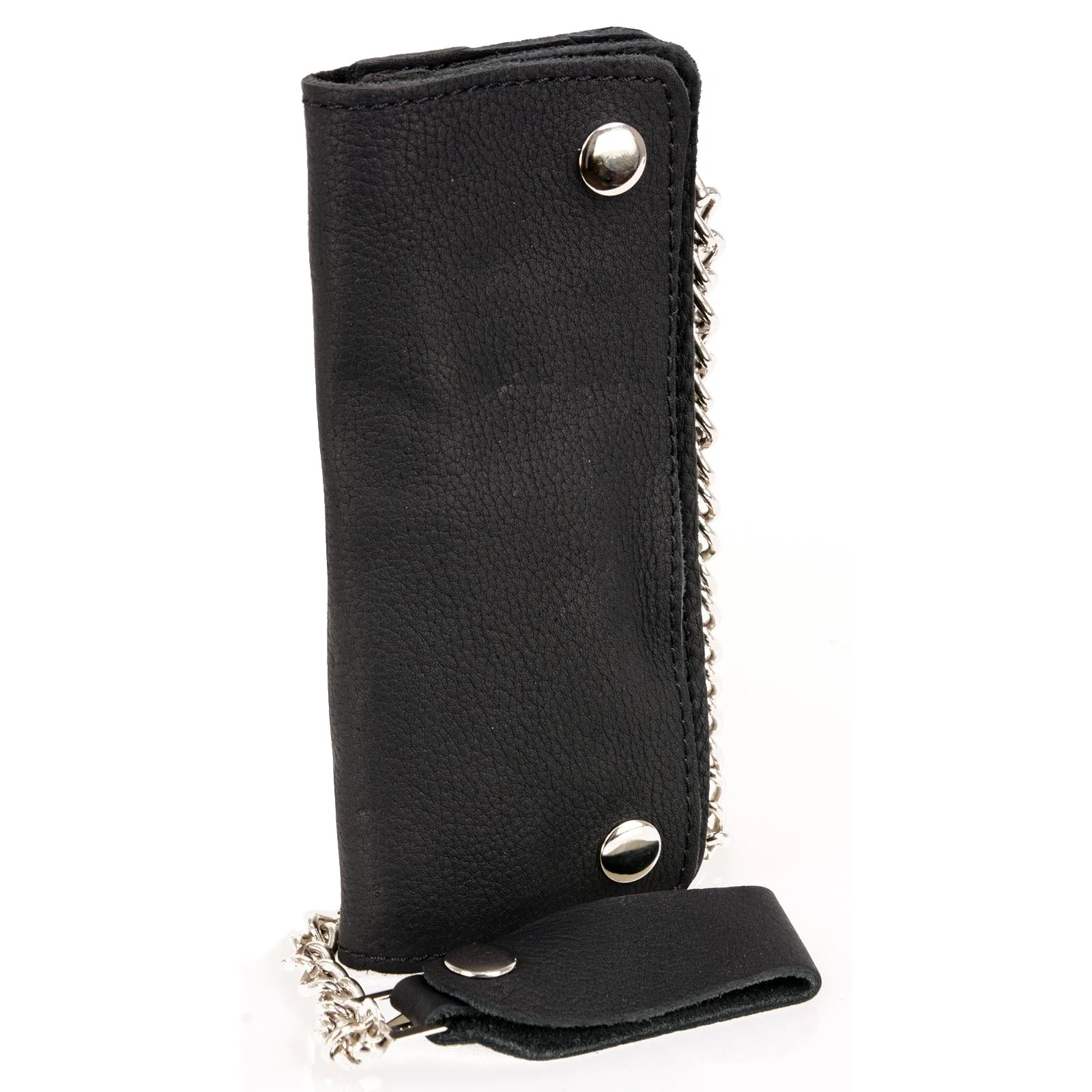 High-Performance Milwaukee Leather MLW7889 Men's 7.5 Black Premium Leather Soft Biker Wallet - Bi-Fold Anti-Theft Stainless Steel Chain Optimized