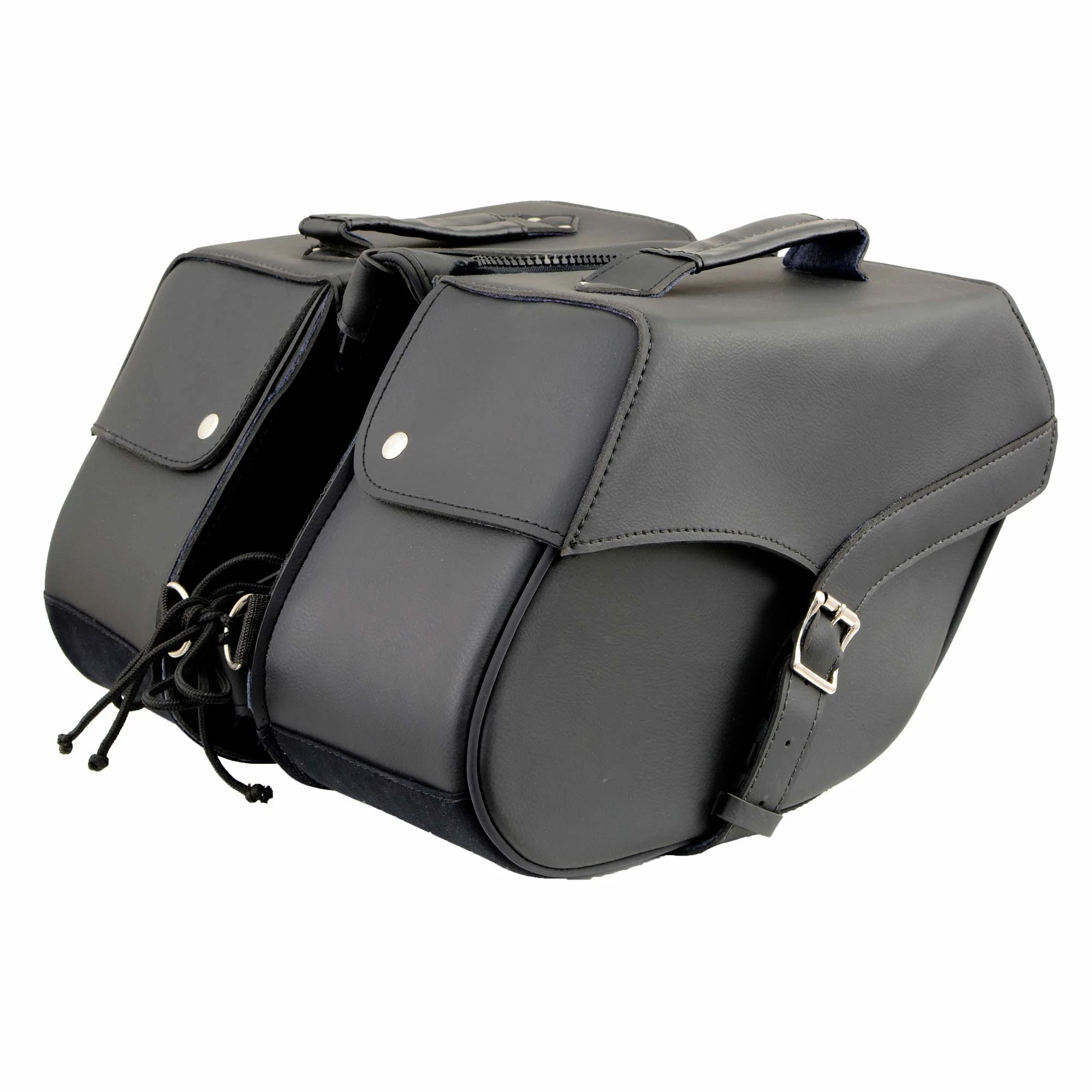 Smooth Milwaukee Leather SH66701ZB Black Single Strap PVC Throw Over Motorcycle Saddlebags Versatile