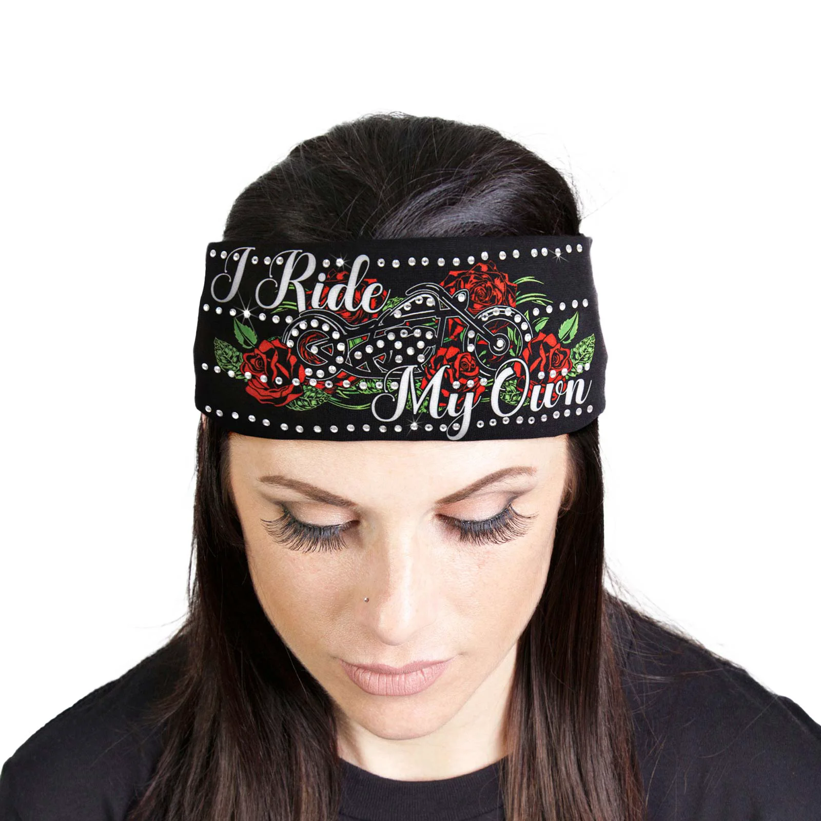 Optimized Milwaukee Leather Bling Designed Wide Headbands-Headwraps for Women Biker Bandana with I Ride My Own - MLA8028 Artisan