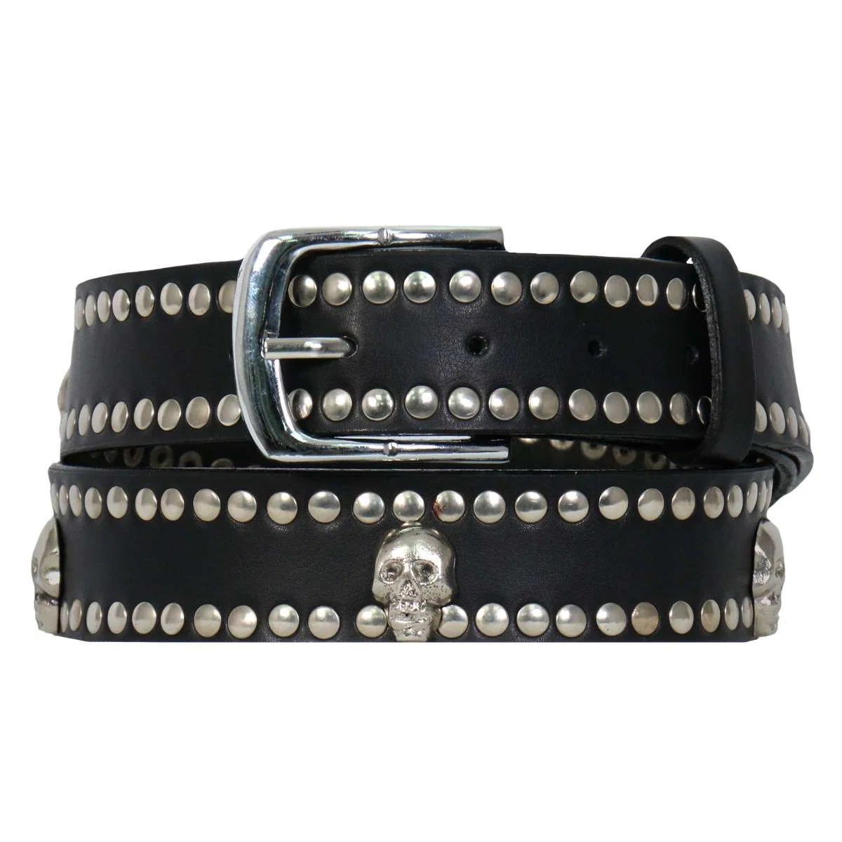 Enhanced Hot Leathers Leather Belt with Studs and Skulls BLA1127 Safe