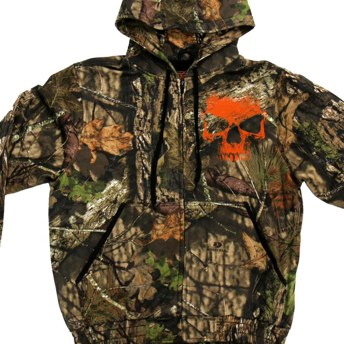 Luxury Men's Mossy Oak Hot Leathers Mashup Jungle Skull Camo Zipper Hoodie GMZ4471 Expertly Made