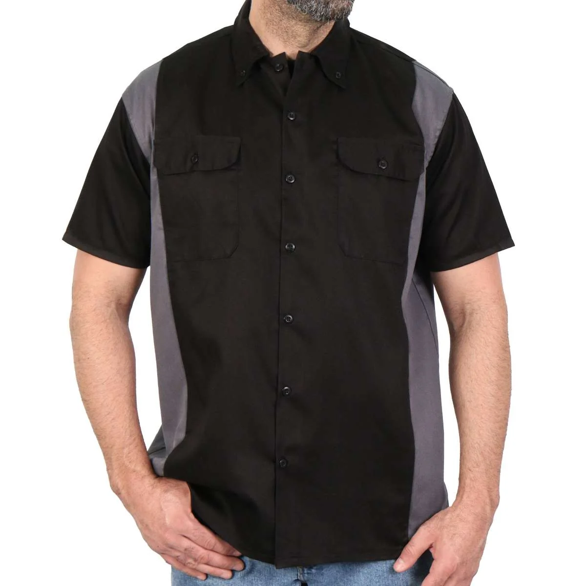 Dependable Hot Leathers GMM1002 Men's Mechanics 2-Tone Button Up Heavy-Duty Mechanic Work Shirt High-Quality