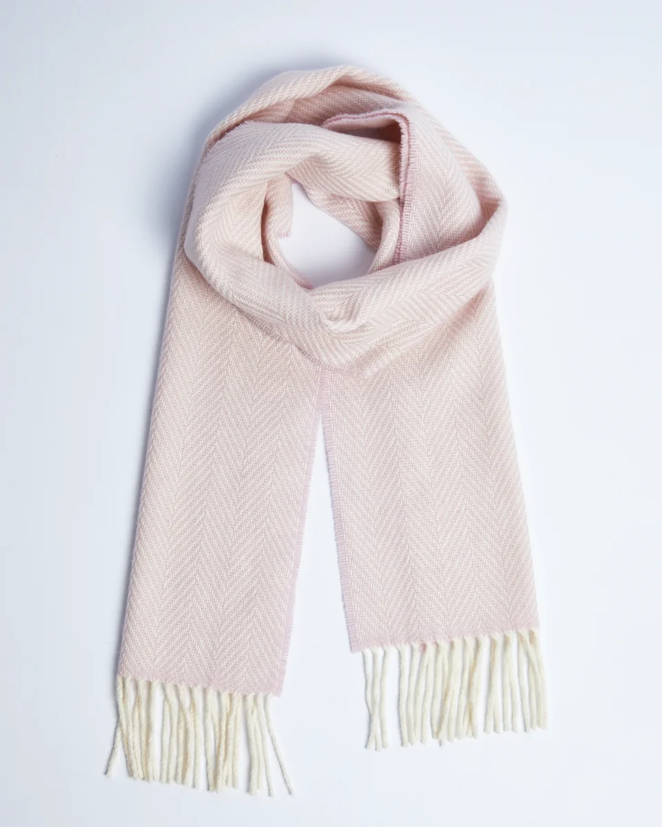Outstanding Foxford Pink Herringbone Cashmere Blend Scarf Casual