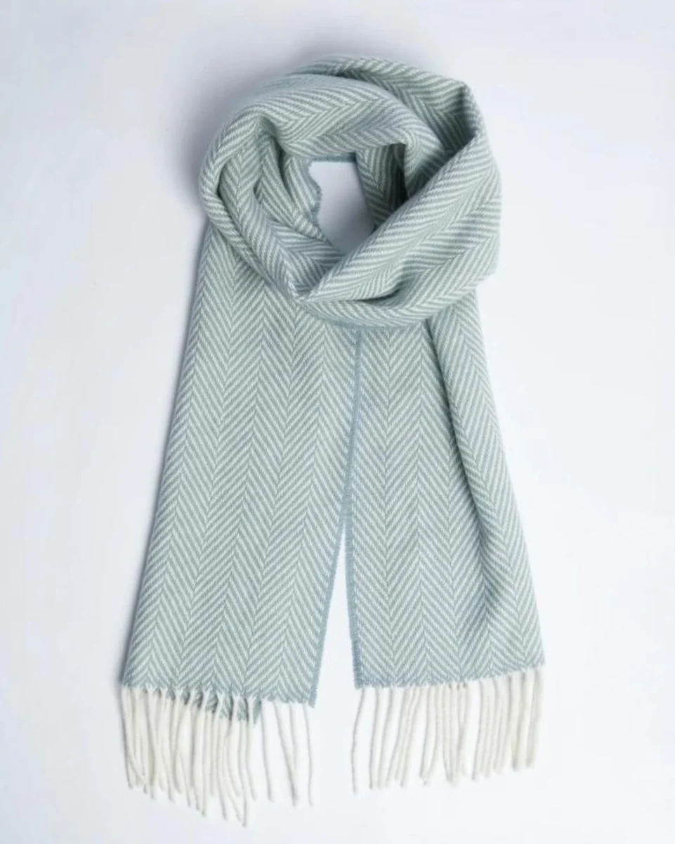 Excellent Foxford Sage Herringbone Cashmere Blend Scarf High-Performance