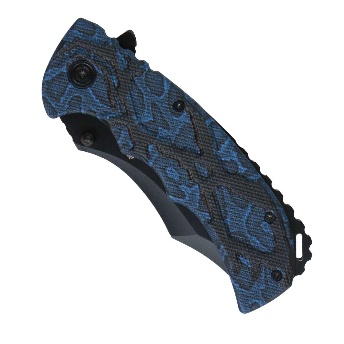 Certified Hot Leathers Black and Blue Snake Skin Knife KNA1173 Trendy