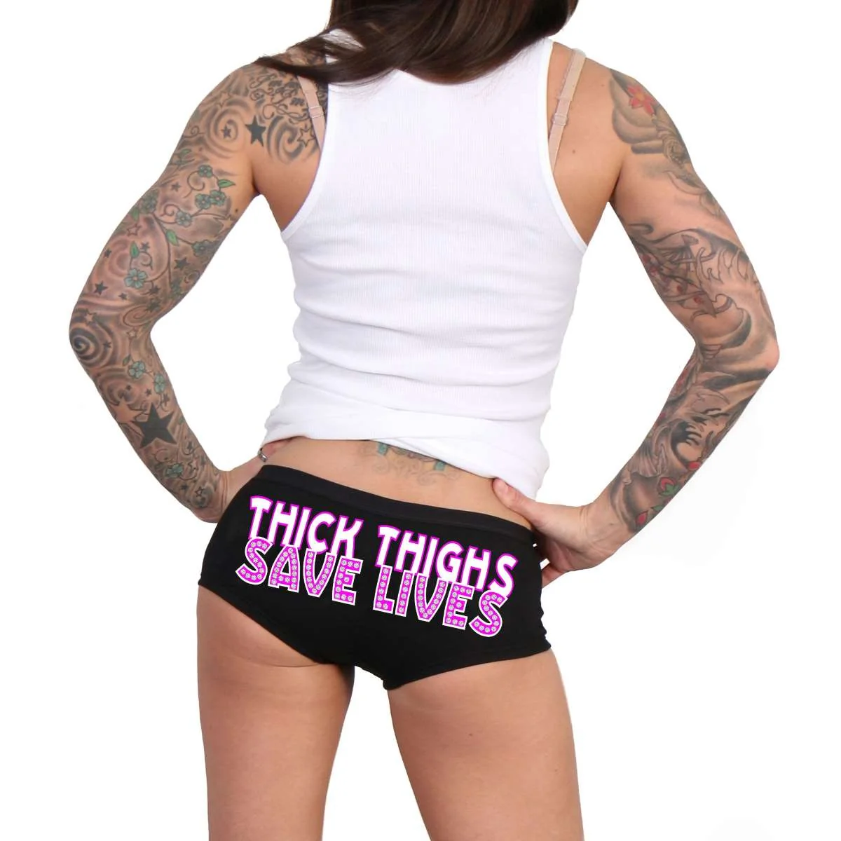 Breathable Hot Leathers Thick Thighs Save Lives Boy Shorts PTB7549 Relaxed