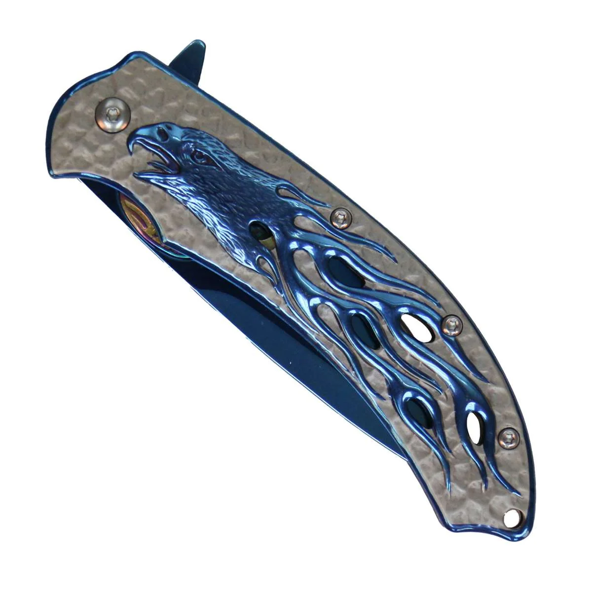 Prestigious Hot Leathers Blue Flaming Eagle Knife KNA1168 Unique