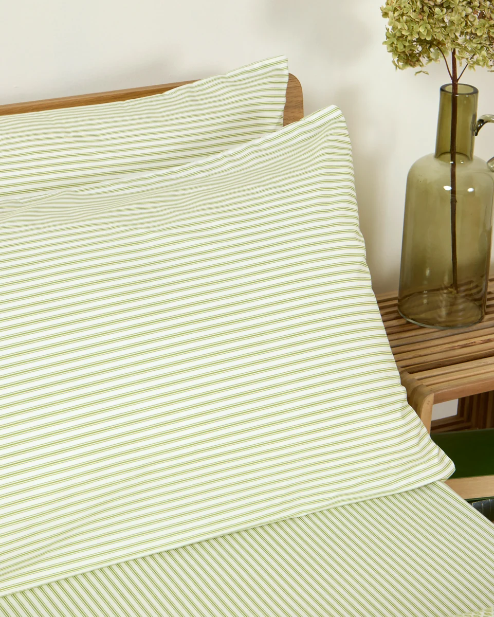 Consistent Foxford Green Ticking Pillowcase Set Recyclable