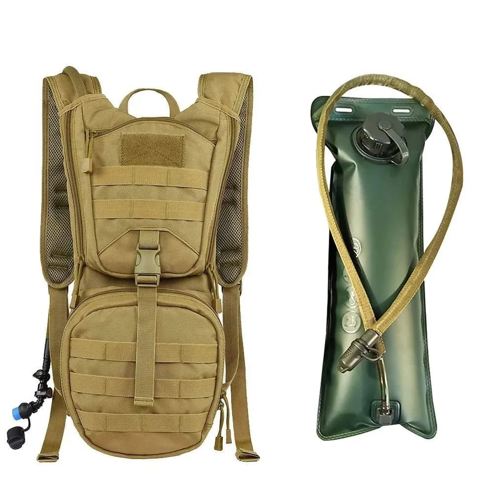 Premium Material 2-in-1 Tactical MOLLE Military Hydration Backpack with 3L Water Bladder – Outdoor Cycling Hiking Mountaineering Pack Environmentally Friendly