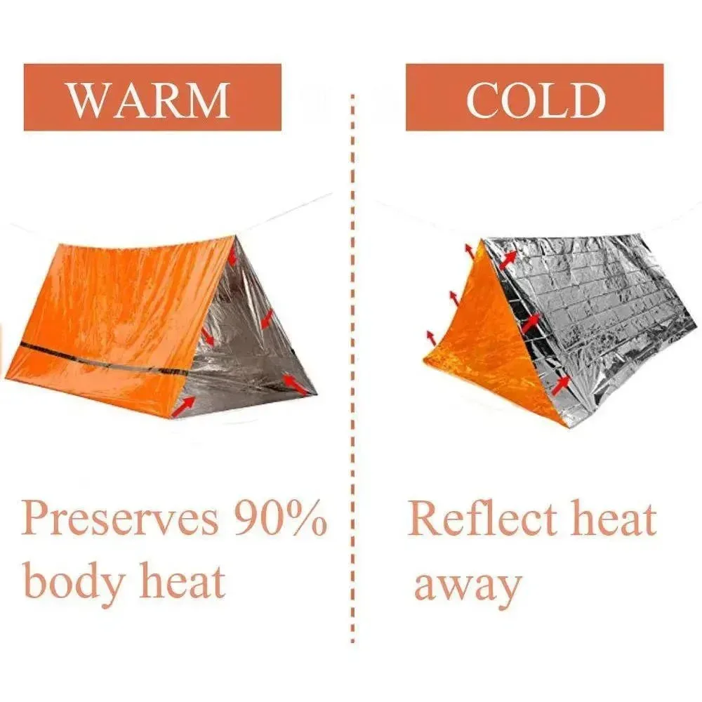 Eco-Friendly 2-Person Emergency Survival Tent Kit – Mylar Tube Tent Sleeping Bag SOS Thermal Blanket Secure