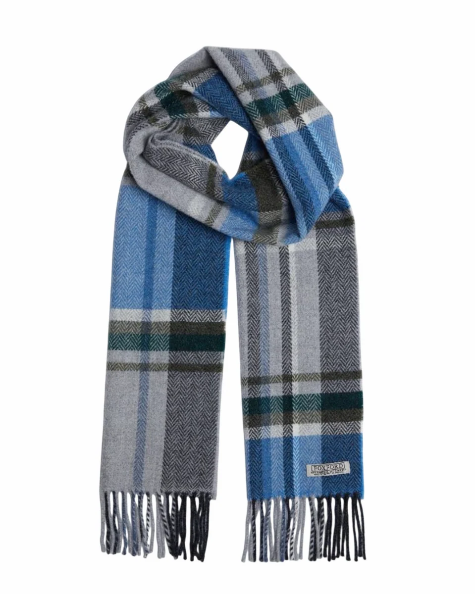 Responsible Foxford Blue Grey Lambswool Scarf Classic