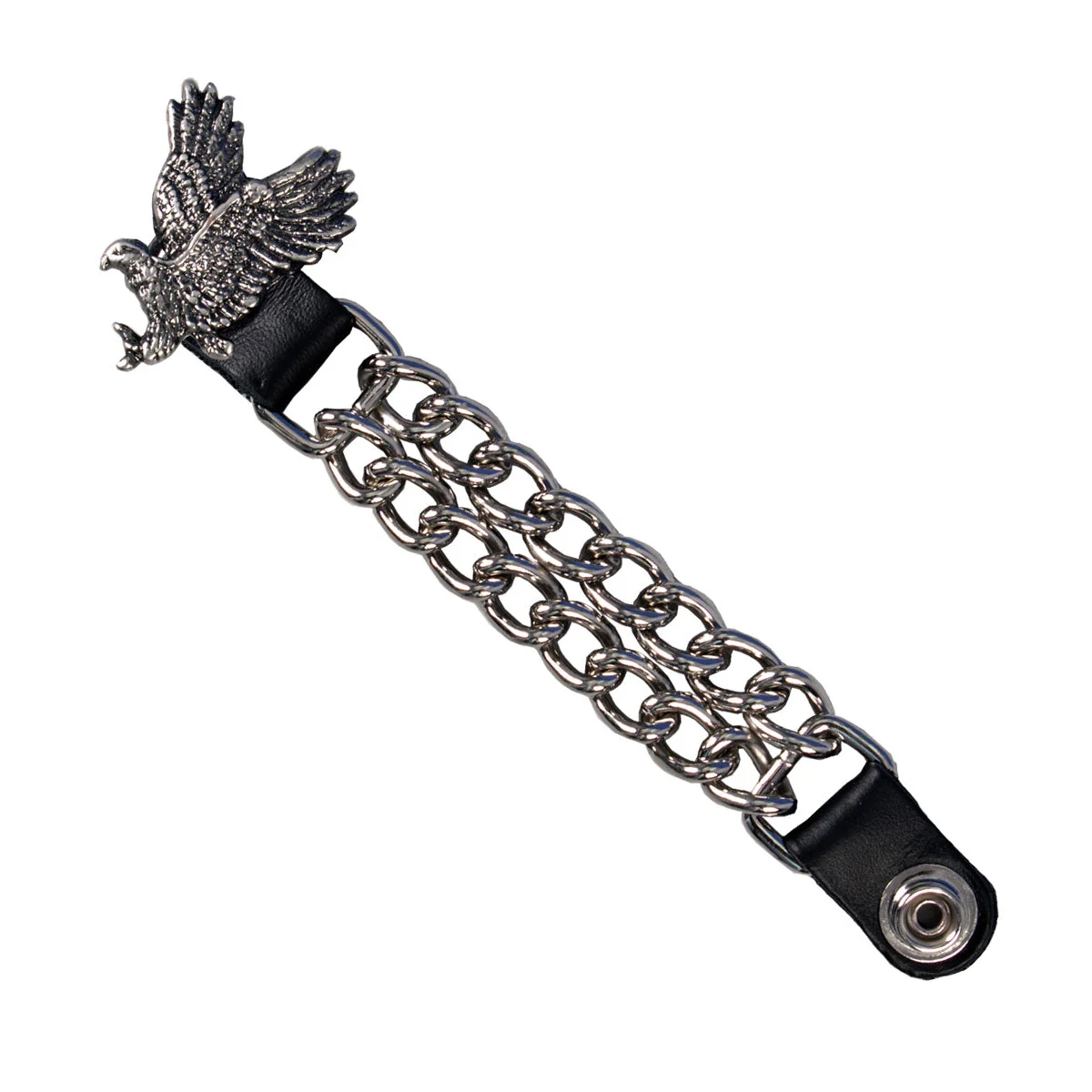 Modern Hot Leathers VXC1004 Flying Eagle Medallion Vest Extender - Double Chrome Chains Leather 4 Versatile