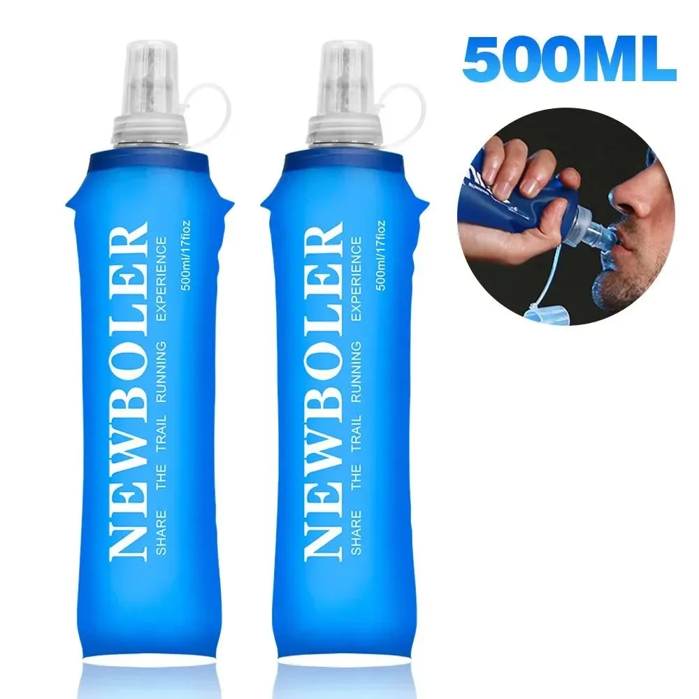 Modern 500ml Foldable Silicone Soft Flask – BPA- Collapsible Water Bottle for Hiking Trail Running Outdoor Adventures Environmentally Friendly