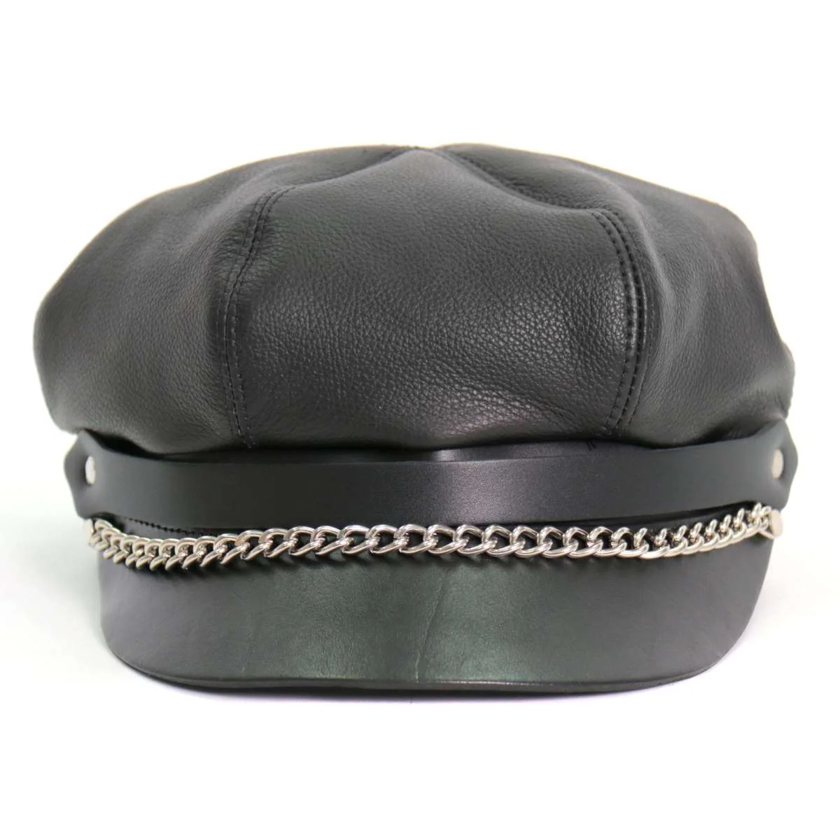 Fine Hot Leathers Leather Section Pie Top Leather Cap LHA2006 Fashionable