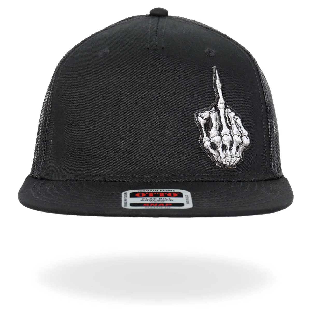 Next-Generation Hot Leathers Black Skeleton Hand DILLIGAF Snapback Hat GSH4007 Smart