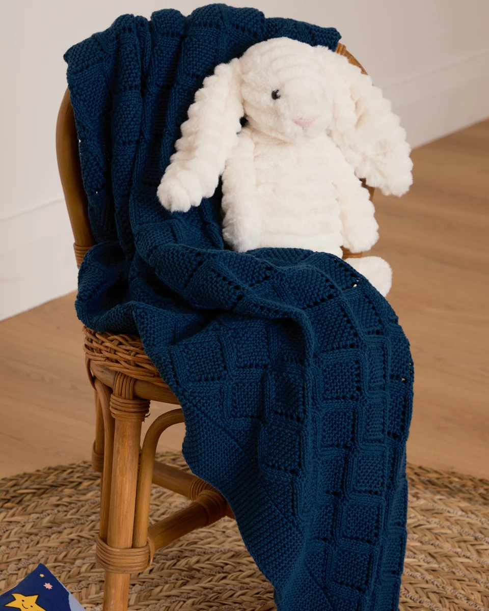 Refined Foxford Cellular Cotton Baby Blanket- Indigo Premium Material