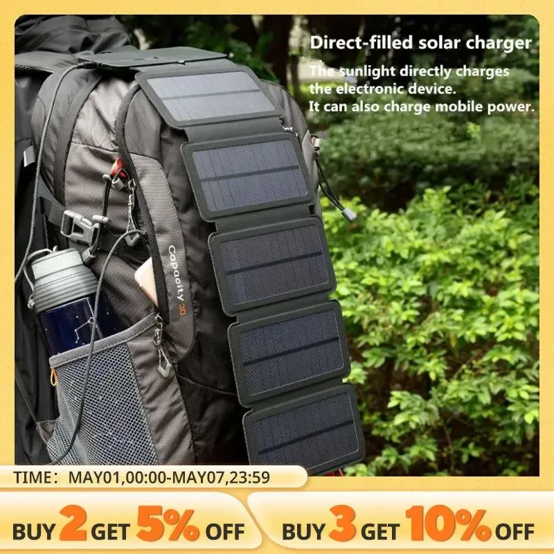 Soft Outdoor Multifunctional Portable Solar Charging Panel Foldable 5V 1A USB Output Device Camping Tool High Power Output Reusable