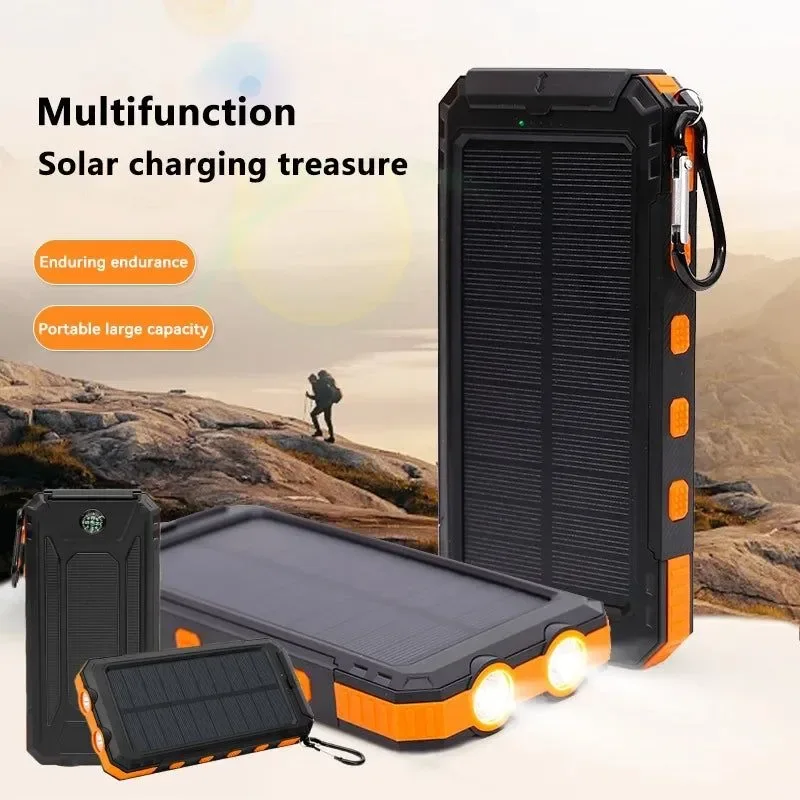 Refined 200000mAh Solar Power Bank - Outdoor Backup Power with Rapid Charging Compass and LED Features Fine