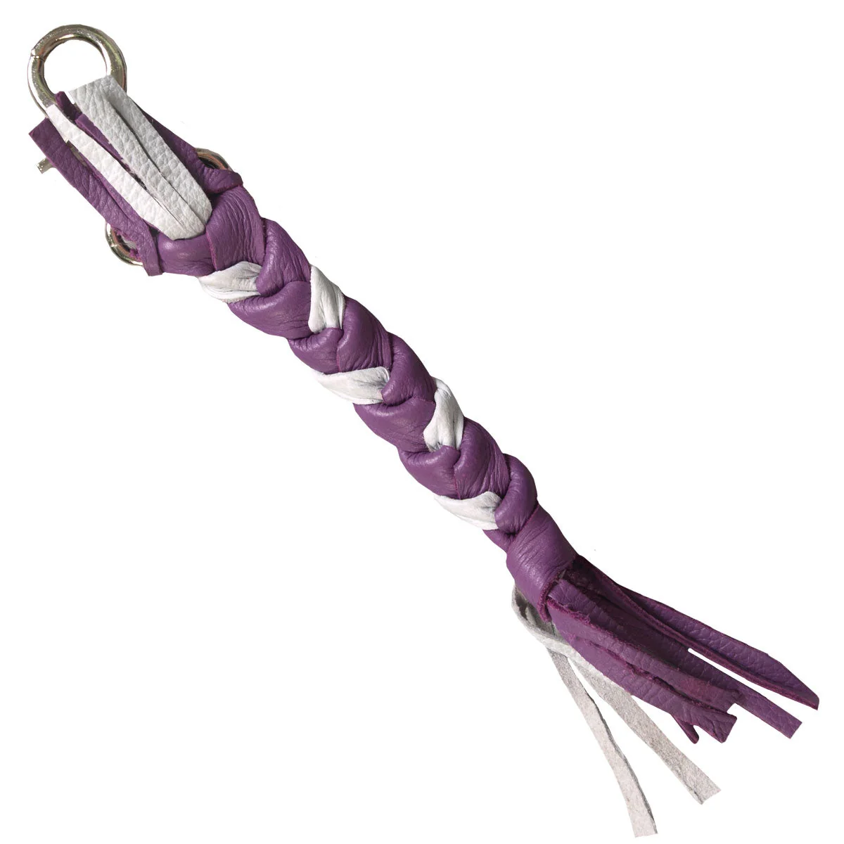 Premium Material Hot Leathers 9 White and Purple Braided Leather Keychain KCW1007 Fashionable