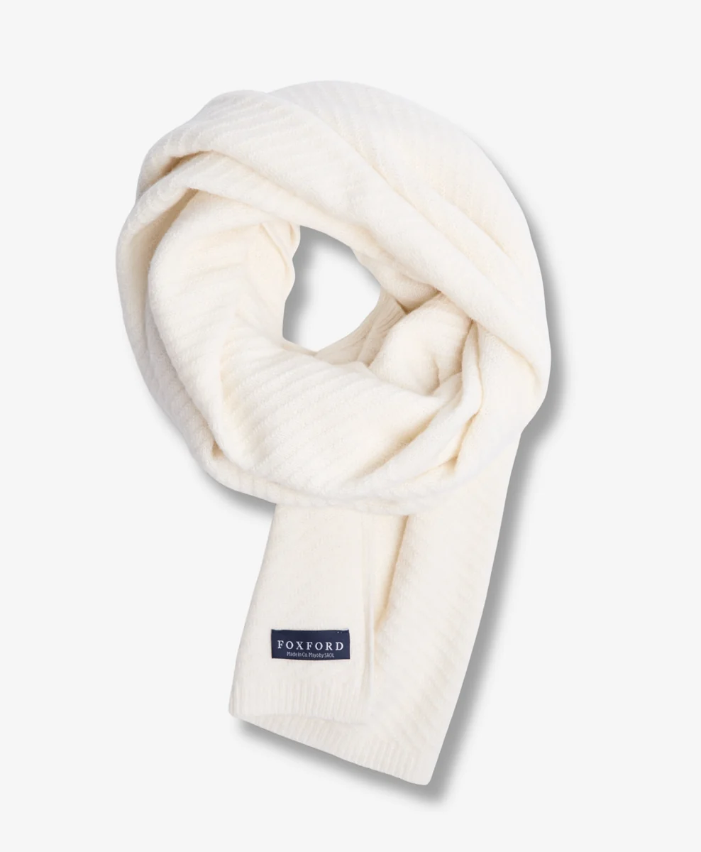 Advanced Foxford Natural Knitted Lambswool Scarf Soft