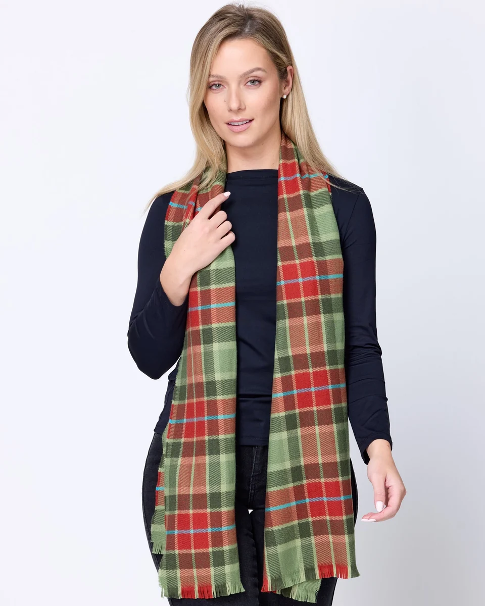 User-Friendly Foxford Rust Tartan Extra-Fine Merino Scarf Powerful