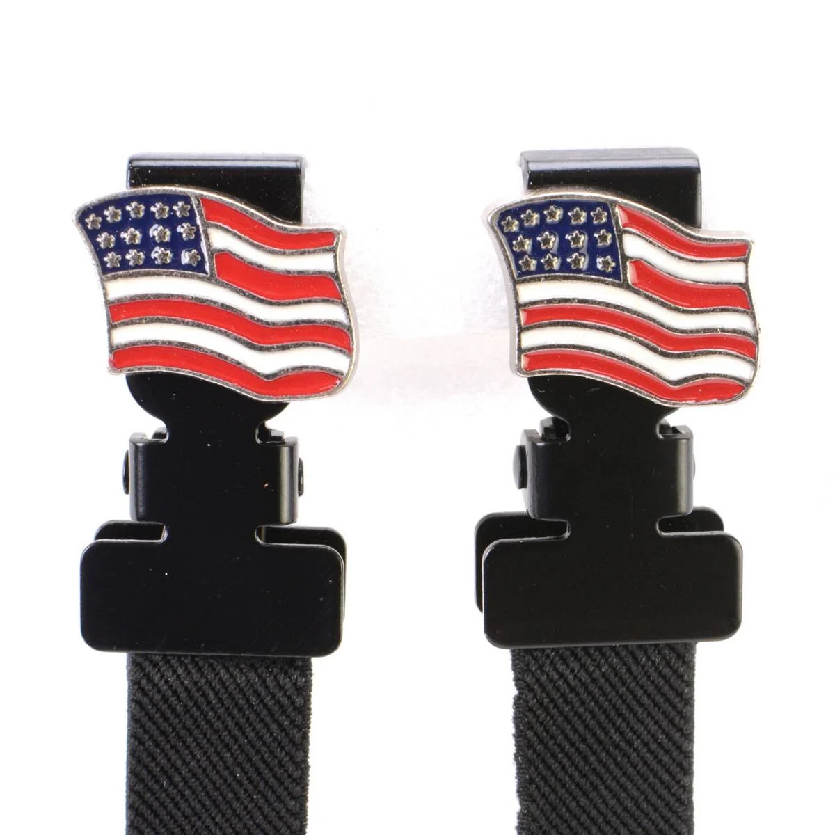 Fashionable Milwaukee Leather MLA4003 Motorcycle Biker USA Flag Emblem Elastic Bungee Clips for Chaps or Pants Set of 2 Comfortable