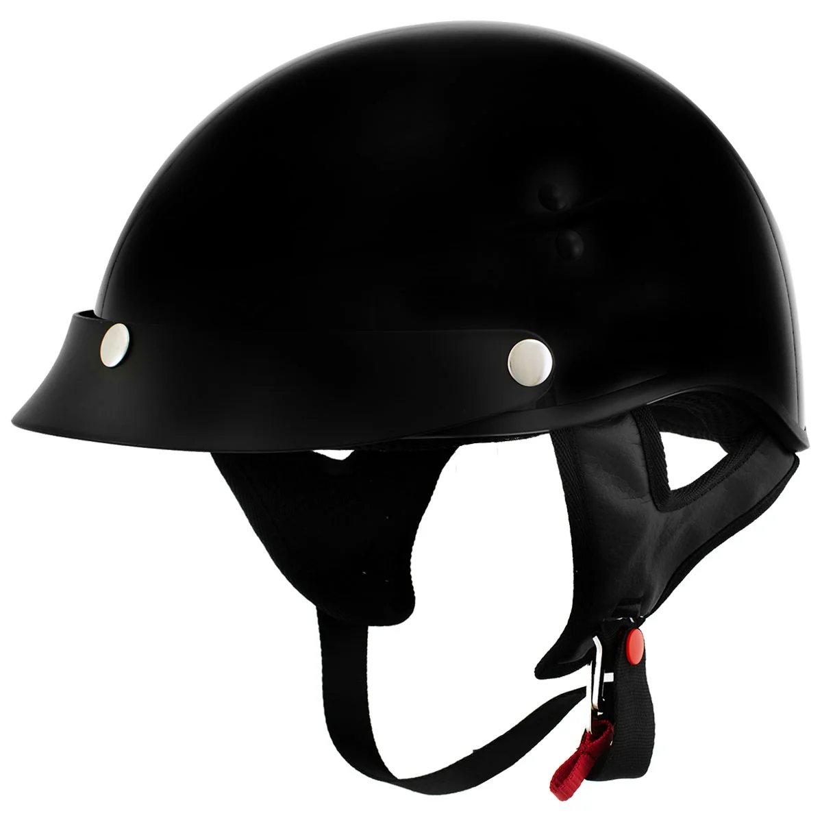 First-Class Hot Leathers HLT70 Stealth Glossy Black Motorcycle DOT Skull Cap Classic Half Helmet High-End