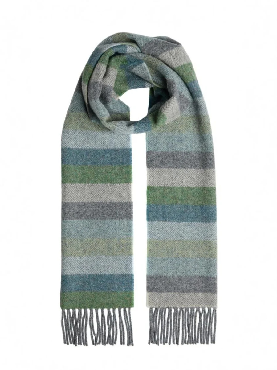 Casual Foxford Grey Fringe Multi-Stripe Lambswool Scarf Unique