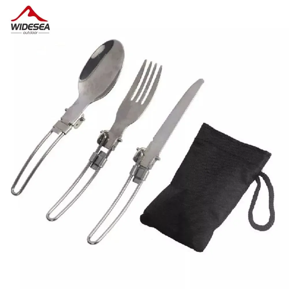 User-Friendly Foldable Stainless Steel Cutlery Set Portable Outdoor Tableware for Camping and Picnics Safe