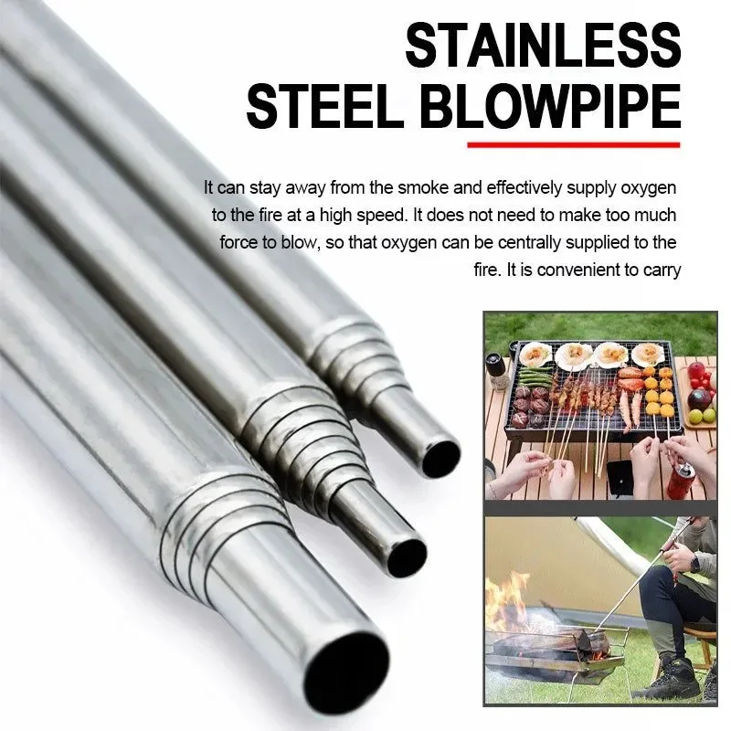 Trendy Stainless Steel Telescopic Blow Fire Tube Portable Outdoor Fire Blower Fast