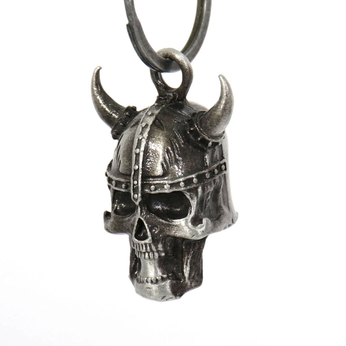 Green Milwaukee Leather MLB9029 'Viking Skull with Black Eyes' Motorcycle Good Luck Bell Key Chain Accessory for Bikers Lightweight