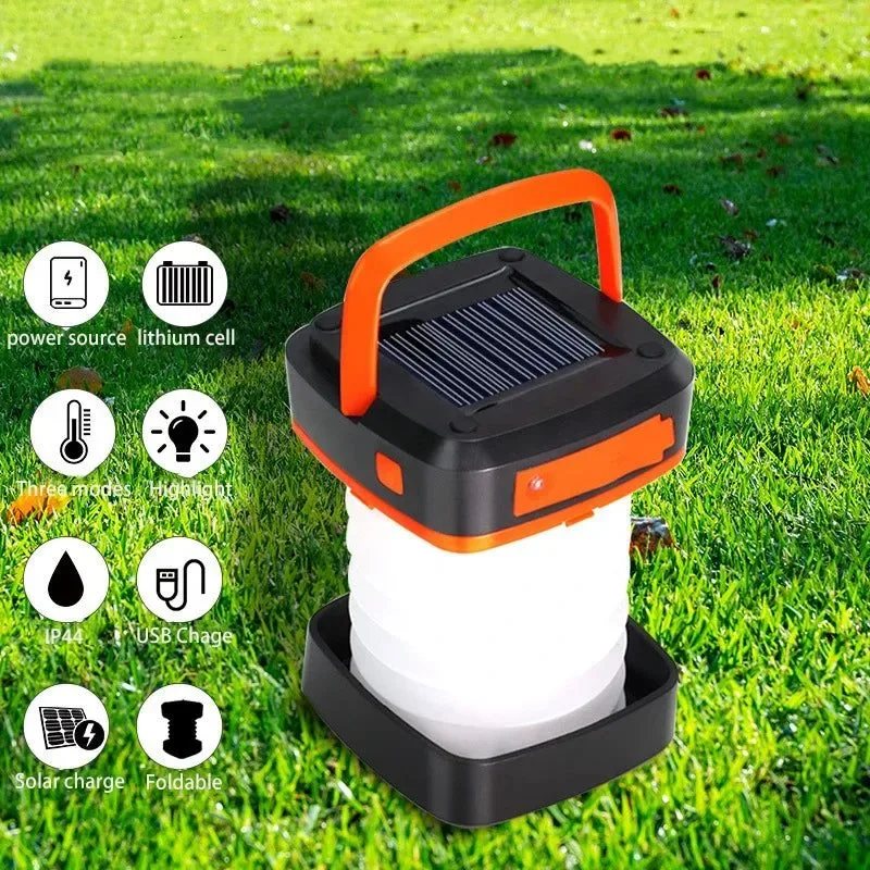 Crafted Foldable Solar LED Camping Lantern - Waterproof Rechargeable Power Bank Portable Flashlight Solar Light Outdoor Foldable Waterproof Camping Lantern Led Light Rechargeable Power Bank Portable Flashlight Led Solar Lamp Selected