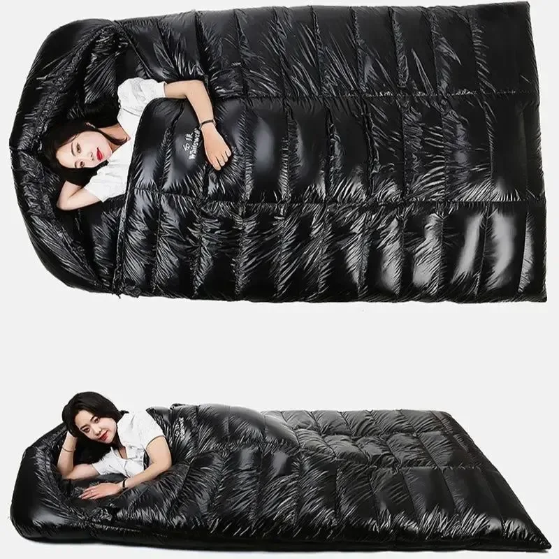 World-Class 2-Person White Goose Down Winter Sleeping Bag - Outdoor Camping Envelope Style 220x130CM User-Friendly