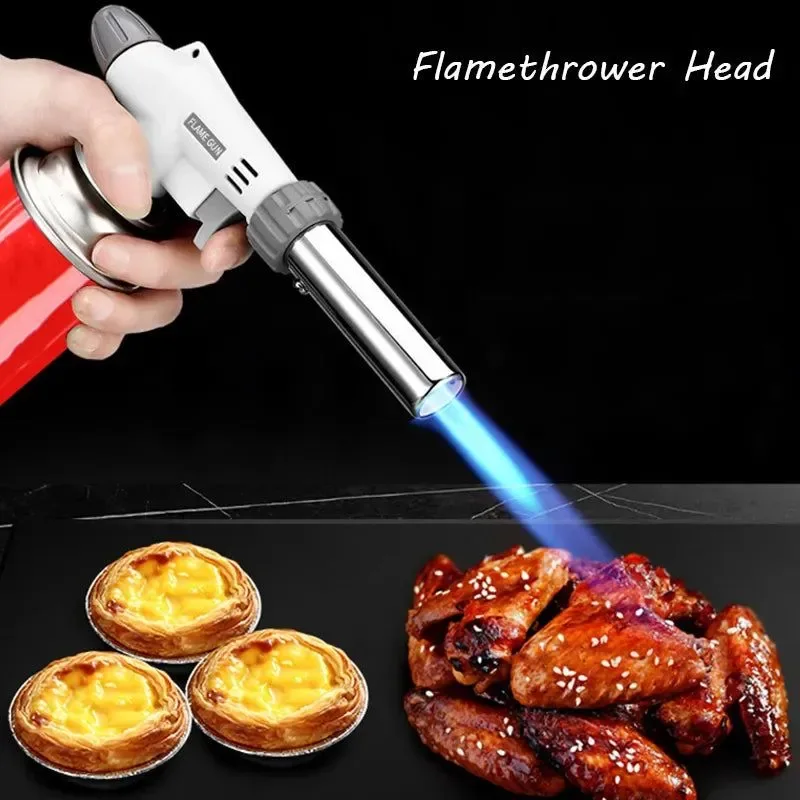 Detailed Auto-Ignition Butane Gas Torch Cooking Welding Burner - Flame Gun Blowtorch for BBQ Camping and Cooking Secure