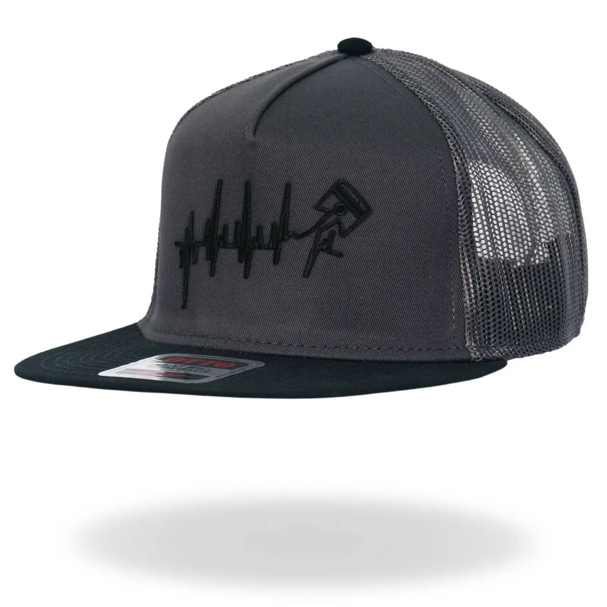 Certified Hot Leathers Charcoal and Black EKG Piston Snapback Hat GSH2031 Secure