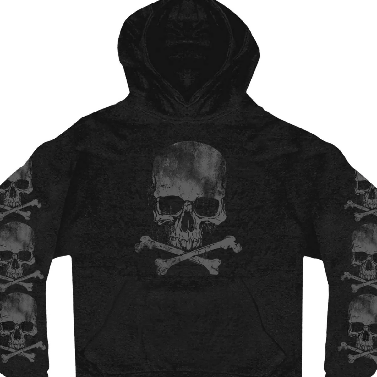 Innovative Hot Leathers GMD4305 Men's Black Skull and Crossbones Pull Over Hoodie Sustainable