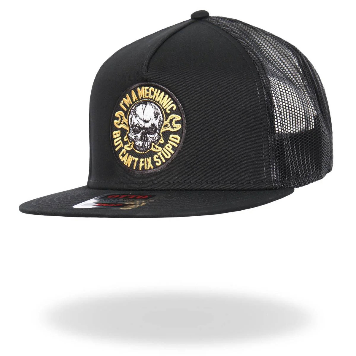 Carefully Designed Hot Leathers Black Yellow And White Mechanic Can't Fix Stupid Snapback Hat GSH2036 Enhanced