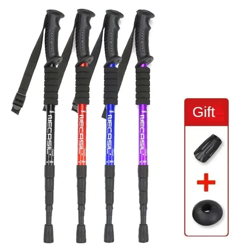 Verified Aluminium Alloy Telescopic Hiking Poles - Ultralight Walking Cane with Shock Absorber for Trekking and Mountain Climbing Casual