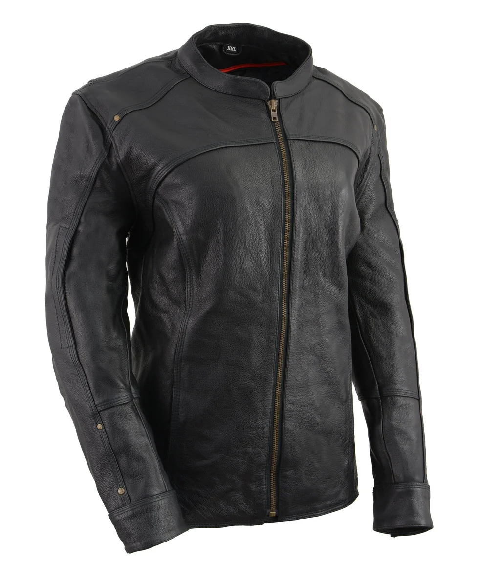 Luxury Milwaukee Leather ML8065 Women s Long Premium Black Leather Jacket Natural